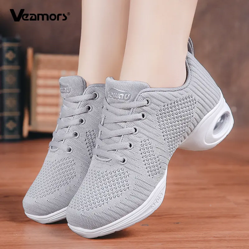 Women\'s Jazz Shoes Casual Sneakers Breathable Lady Soft Athletic Walking Dance Training Shoes Platform Zapatos De Mujer