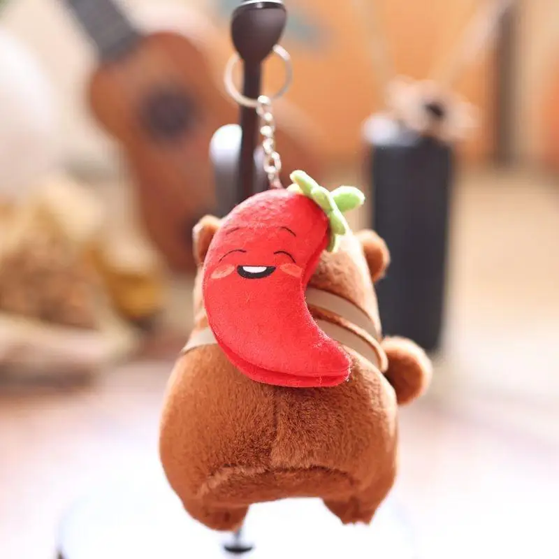 Cute Fruits Capybara Plush Keychain Cartoon Stuffed Animal Doll Keyring Bag Pendant Backpack Hanging Decoration Kids Gifts