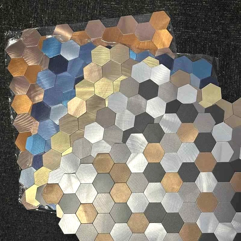 

4pcs/lot Mosaic Wall Tile Peel And Stick Self Adhesive Waterproof Aluminum composite hexagon Kitchen Bath Tile Backsplash 917