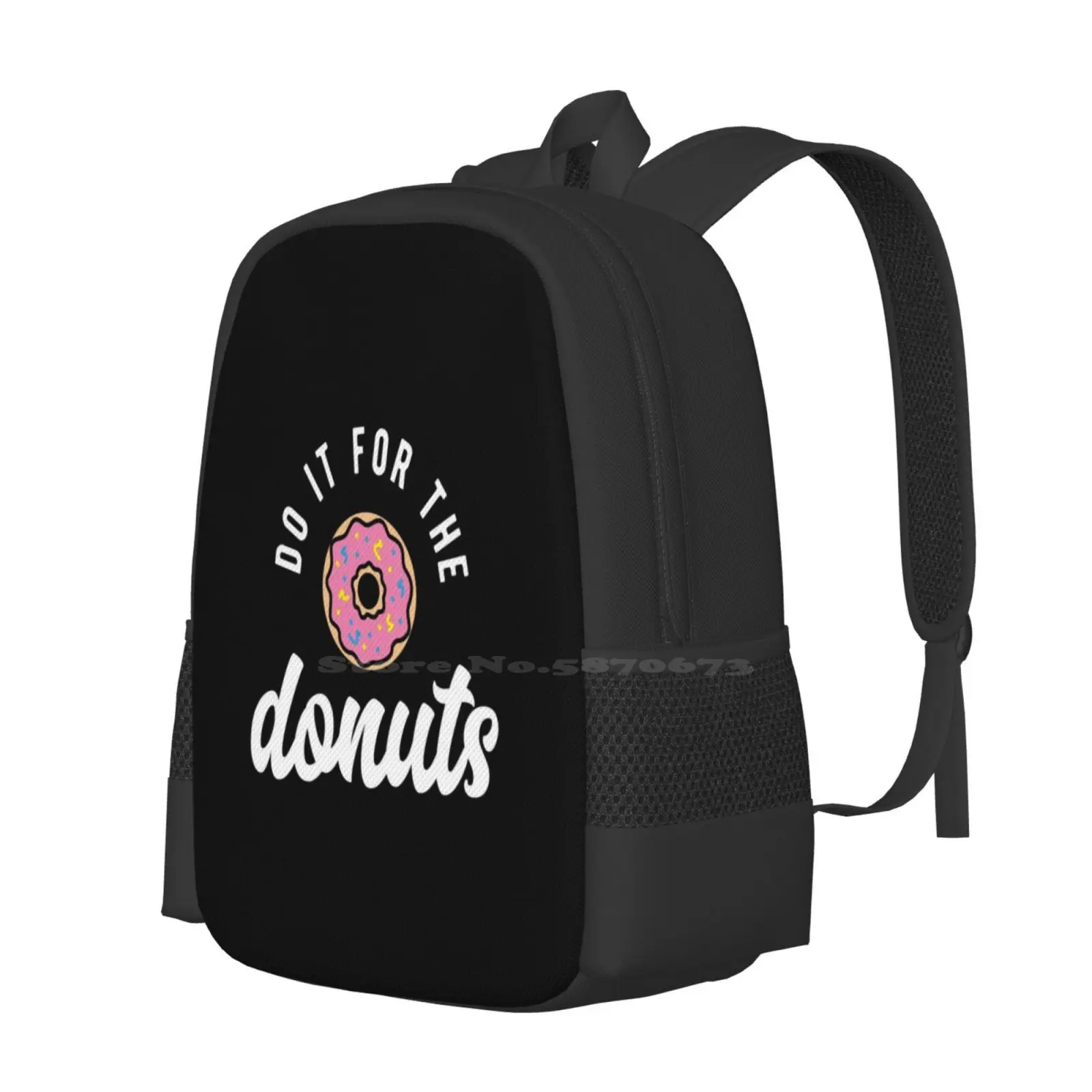 Do It For The Donuts Pattern Design Laptop Travel School Bags Cute Kawaii Pink Funny Pun Meme Baking Donuts Doughnuts Donut