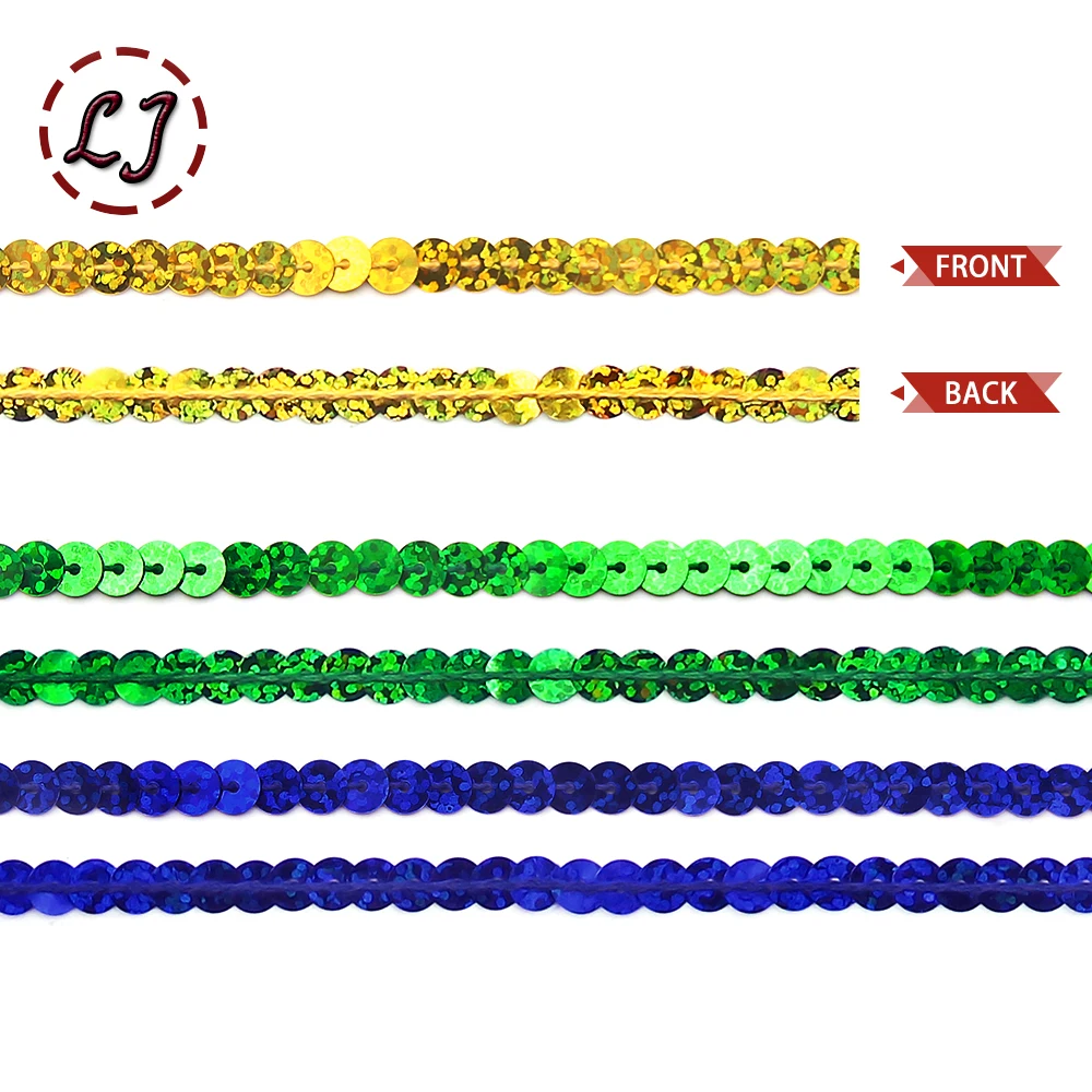 New 10yds 6mm PET Round Flat Laser Giltter Paillettes Sequins for Crafts Sewing on Cloth Accessory Sequin Trim scrapbooking DIY