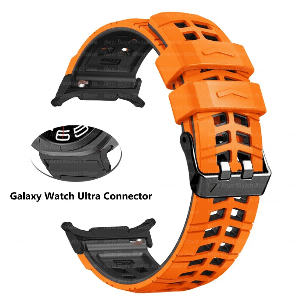 Silicone Sport Band for Samsung Galaxy Watch Ultra 47mm Men Breathable Strap for Galaxy 47mm Ultra No Gaps Curved End Bracelet