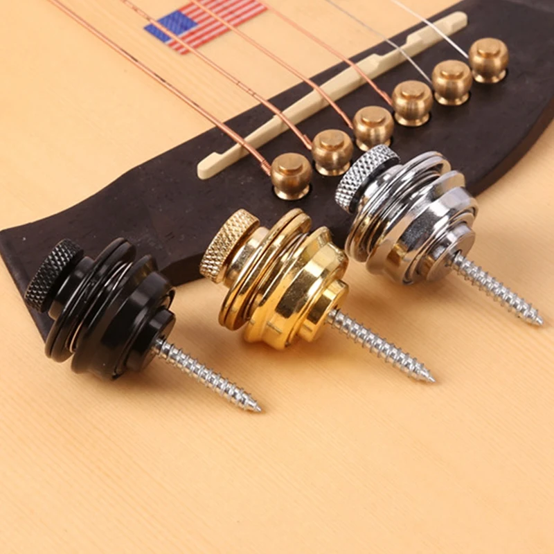 6 Pcs Guitar Strap Nails Guitar Strap Locks Mushrooms Heads Guitar Bass Strap Locks Pins Belt Buckle Buttons