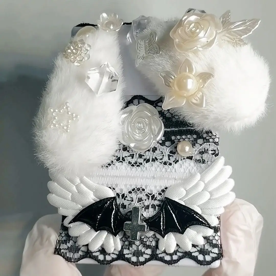 Black And White Cute Rabbit Ear Handmade Girl Cigarette Box, Small Card Decoration, Key Storage Box