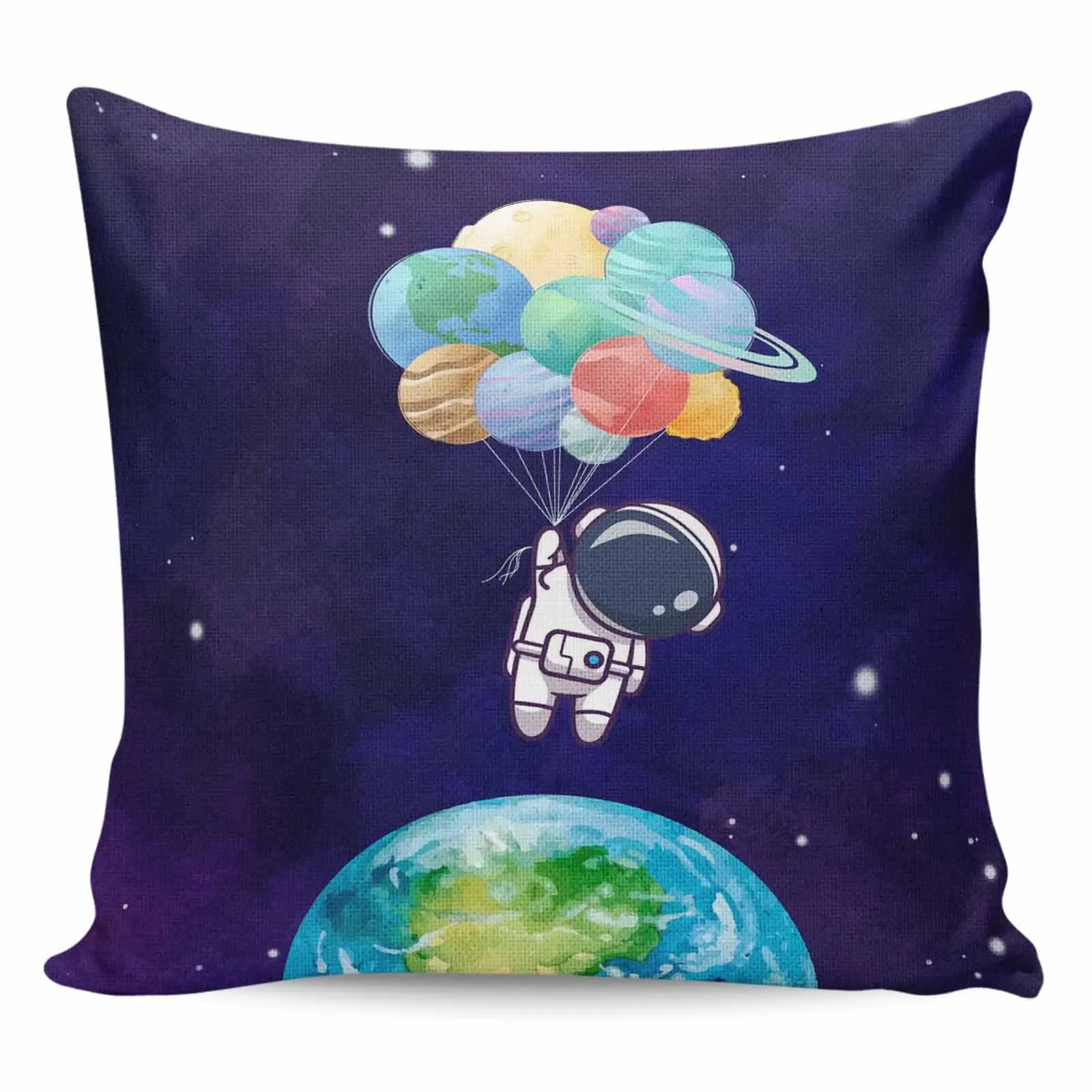 2/4PCS Waterproof Pillow Cover Cosmos Space Planet Astronaut Balloon Square Throw Pillowcase Home Decoration Sofa Cushion Cover