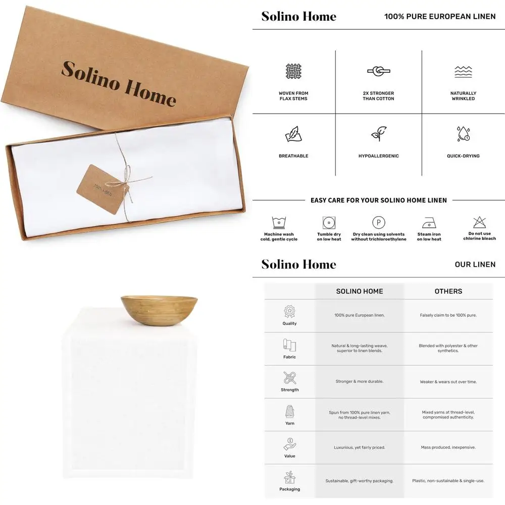 

Скатерть из чистого льна 14 x 108 для праздничных сезонов: осень, зима, Рождество, Новый год