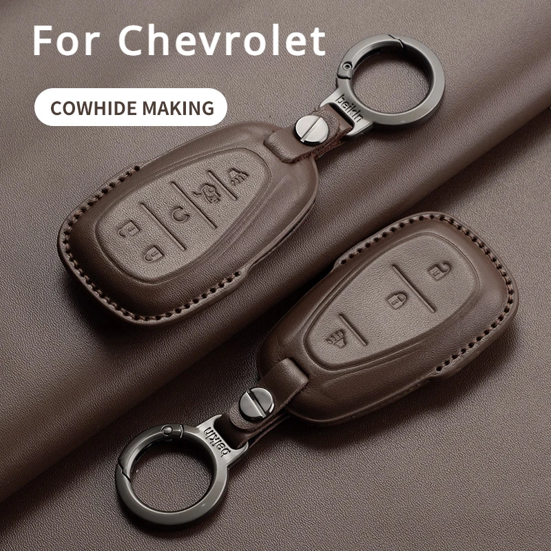 5 Buttons Leather Car Remote Key Case Cover For Chevy for Chevrolet 2017 2018 2019 2020 2021 Chevy Malibu Camaro Trax Traverse