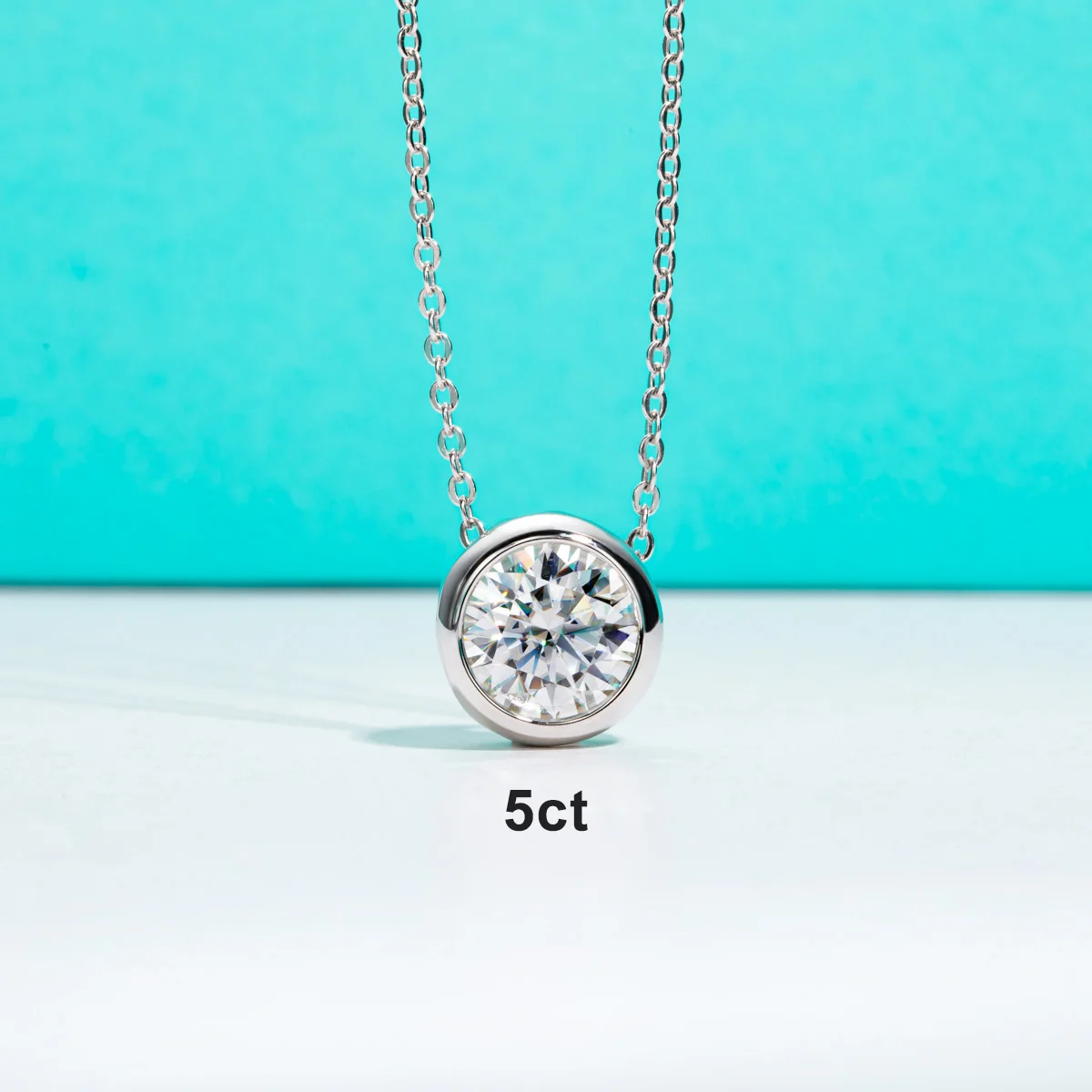 AnuJewel D Farbe Moissanit Lünette Ohrstecker 18K vergoldet Anhänger Halskette 925 Sterling Silber Schmuckset Zollschmuck