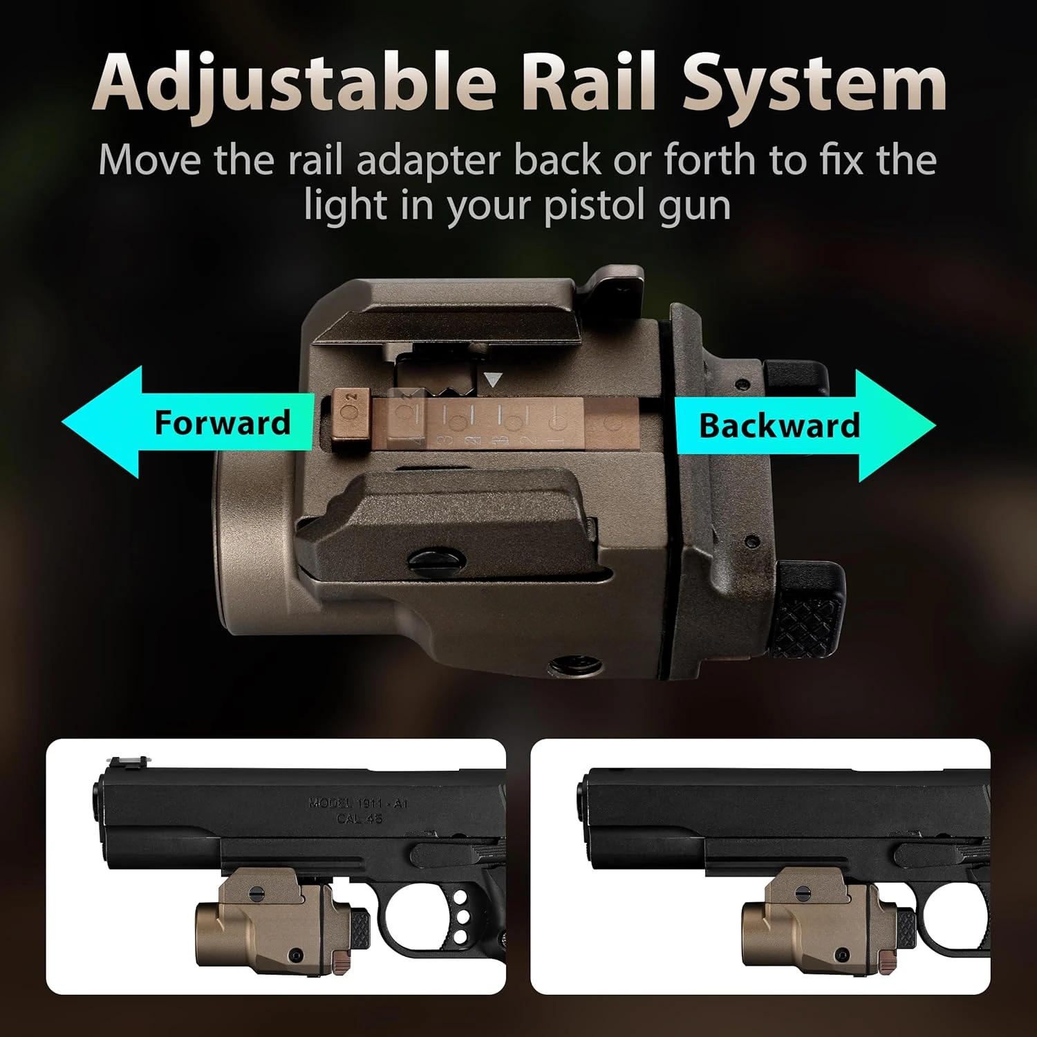 Richfire SFD-095 Compact Tactical LED Flashlight Green & White Combo 1500 Lumens Rechargeable Torch Light for Hunting Glock