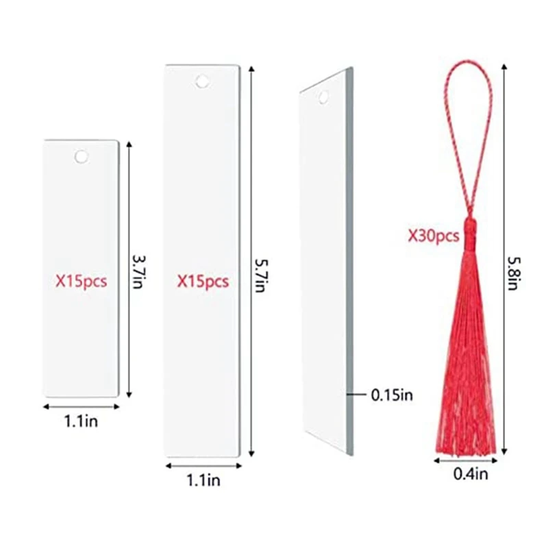 30 Stück Sublimation rohlinge Lesezeichen Rohlinge Produkte Wärme übertragung für DIY Lesezeichen Handwerk, doppelseitiger Druck