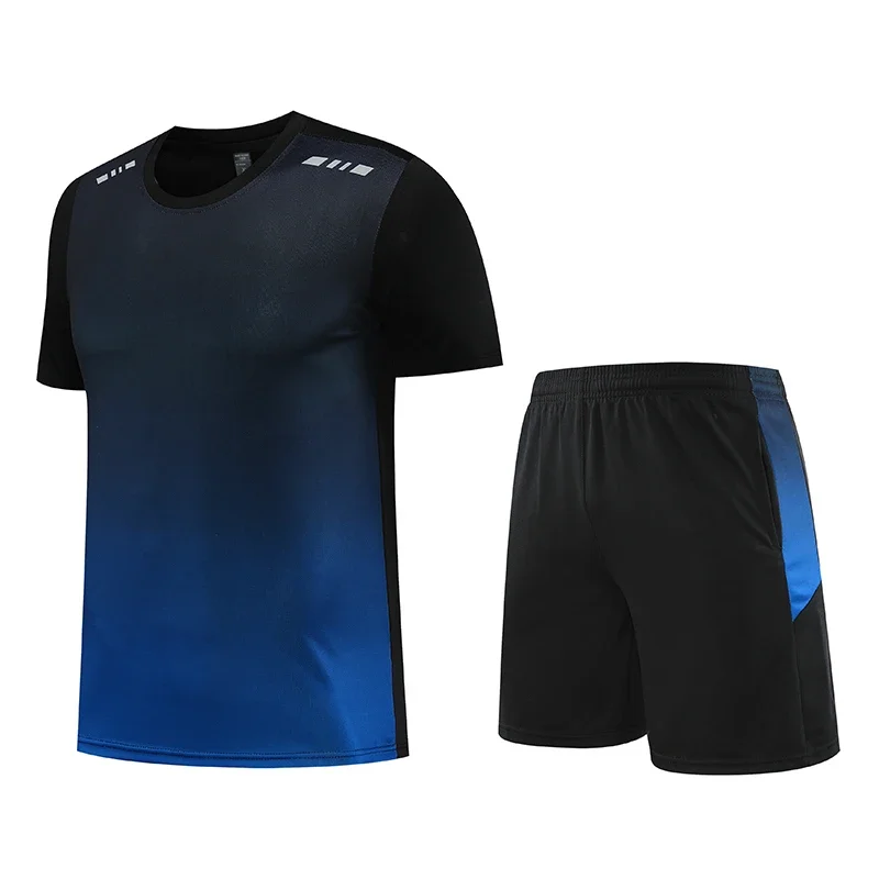 2 Stuks Set Mannen Gym Trainingspak Pakken Jogging Oefening Snelle Drysportswear Outdoor Hardlopen T-Shirt En Korte Broek Tennis Oefening Set