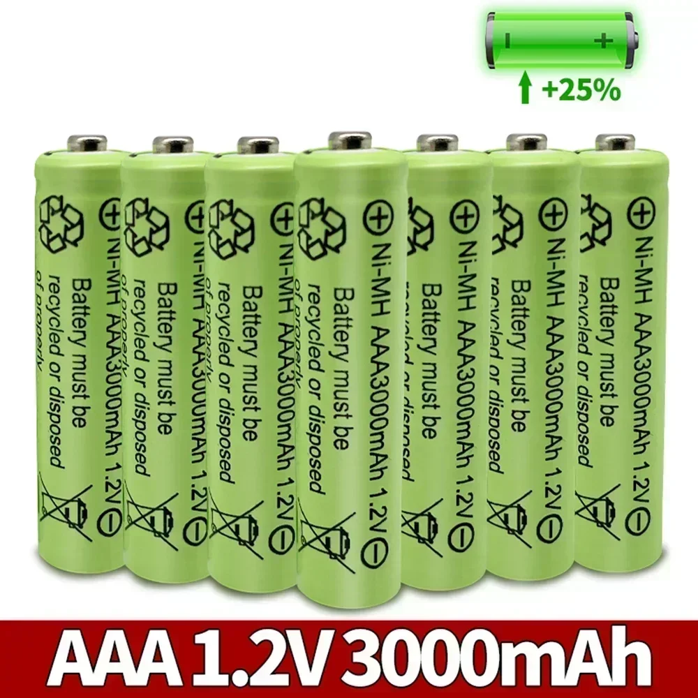 AAA 1.2V 3000mAh NiMH rechargeable battery for calculators, remote controls, medical devices, etc