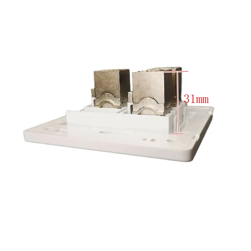 Piastra frontale per pannello a parete CAT6A RJ45 con scudo a 3 porte in lega di zinco femmina bianca Presa LAN CAT.6A 86x86mm per connettore di rete 10G