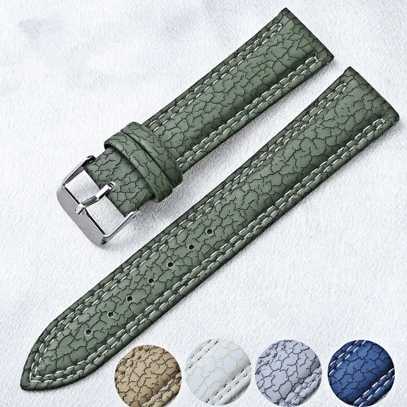 

18mm 20mm 22mm Crack Bursting Leather Watch Strap Replacement for Women Men Universal Watch Band Bracelet Accessories with Tool
