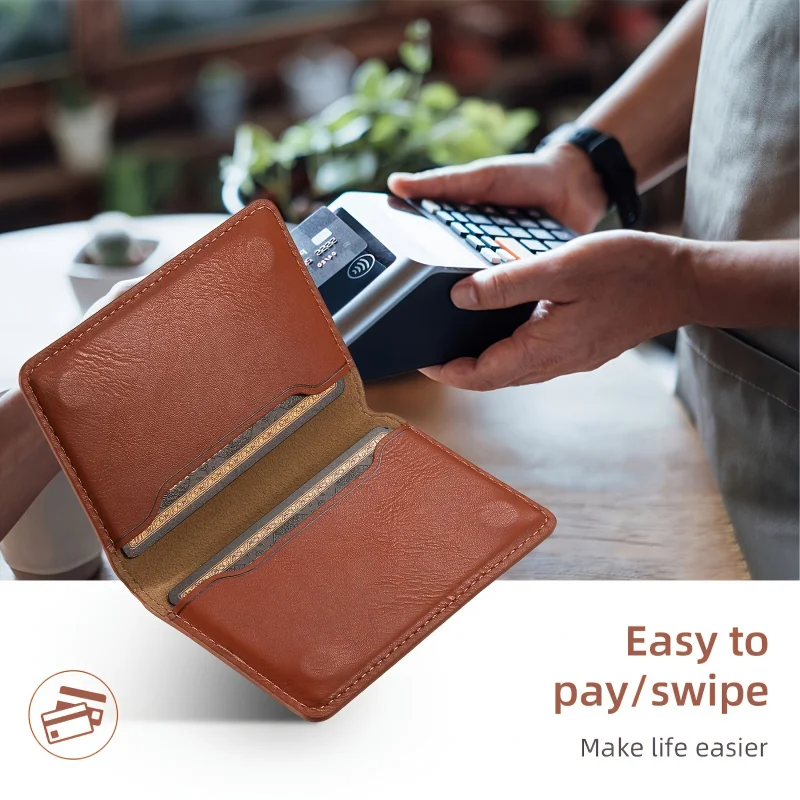 Retro PU Leather Envelope Flip Card Holder Wallet - Compatible with Phones & Cases - Holds 3-5 Cards - 4 Color Options