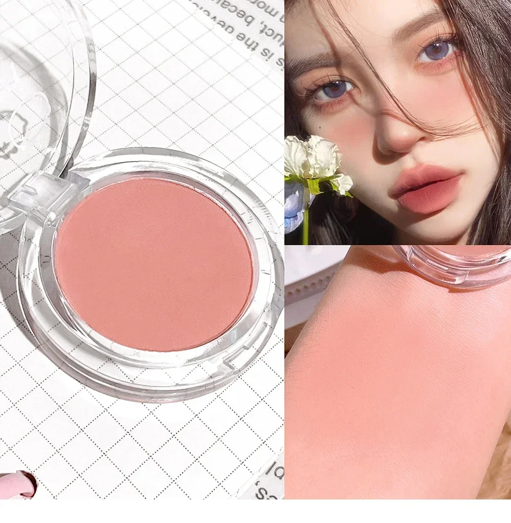 Monochrome Rouge-Palette, rosafarbenes, orangefarbenes, weiches Rouge-Puder, natürliche Wangenfarbe, Gesichts-Make-up, matte Rouge-Contour-Schattenpalette für Mädchen – Detail 14