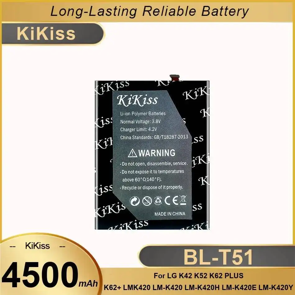 

Аккумулятор мобильного телефона BL-T51 высокой емкости 4500 мАч для LG K42 K52 K62 Plus K62 + LMK420 LM-K420 LM-K420H LM-K420E LM-K420Y