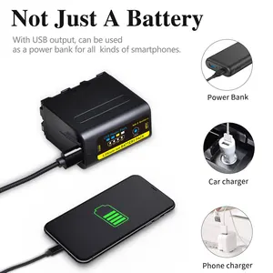 Batmax-debate with LED energy indicator, type C port, 9600mah, np-f980, np 980, sony f970, np-f770f550, f570, f750, f770, mc1500c 12 Main Sales Battery NPF970 - №7