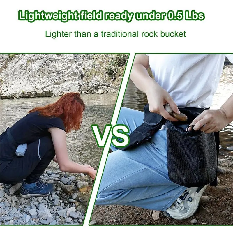 ABKP-For Foraging Tool Belt Rock Collecting Waist Bag Adjustable Belt With 2 Mesh Pockets& Storage Bag, Gardening Accessory