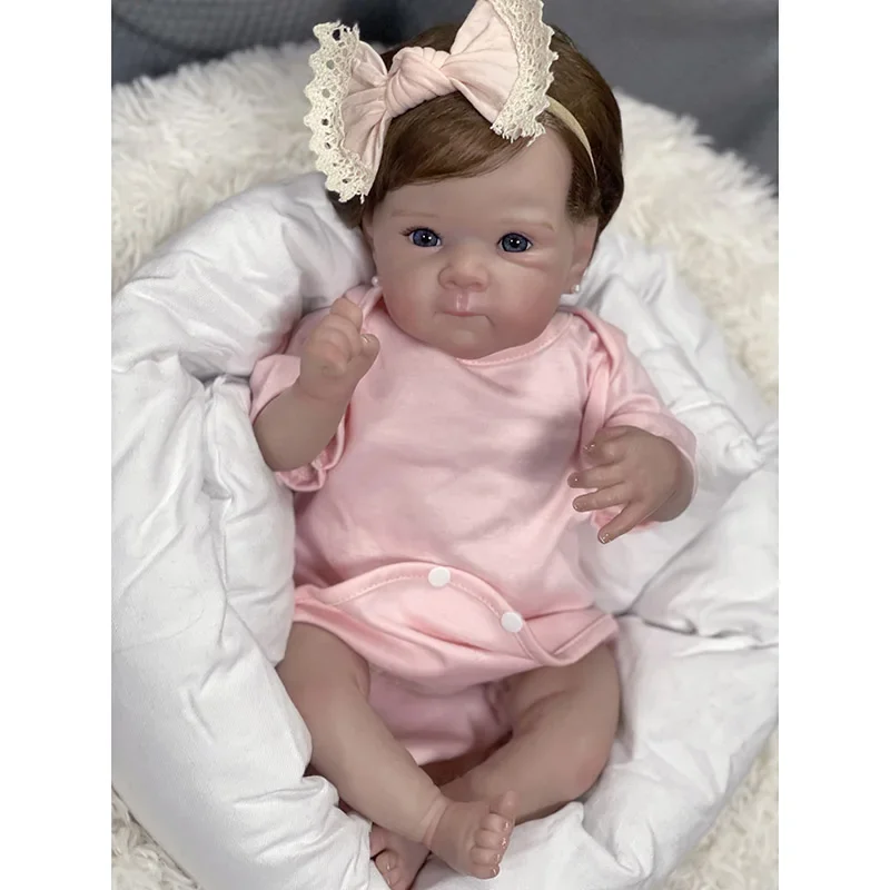 

49CM Bettie Lifelike Already Painted Doll Newborn Baby Reborn Doll Hand Rooted Hair with Genesis High Quality 3D Skin Tone