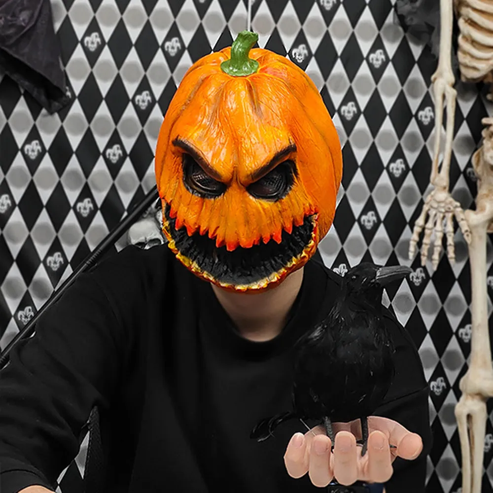 Gruselige Kürbismaske, gruselige Kürbiskopfmaske für Halloween-Kostümpartys – Detail 1