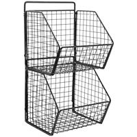 Wall Mounted Double Layer Kitchen Storage Metal Wall Baskets Basket Carbon Steel Vegetable ganizer Baskets For Storage