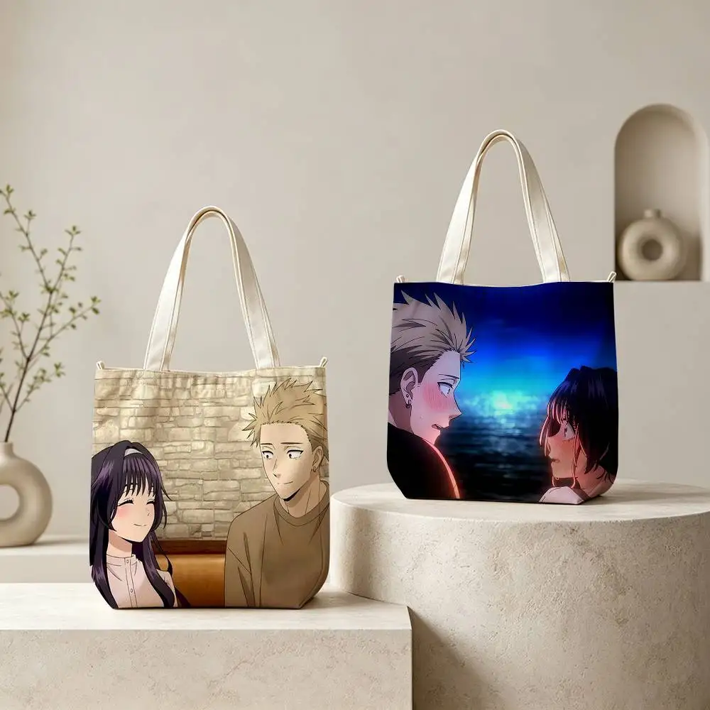 R-Rintaro T-Tsumugi K-Kaoruko W-Waguri Tote Bag for Women Reusable Shopping Tote Bag Zippered Shoulder Bags Print
