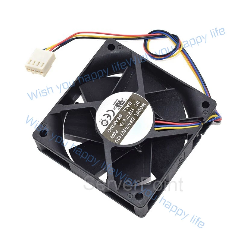 L... New DA07020T12U 4 Pins Fan DC12V 0.7A 7cm Square Cooling Fan For AVC