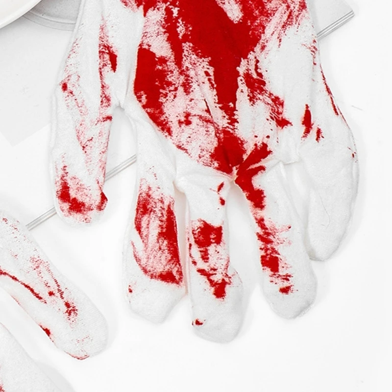 Mysterious Halloween Cosplay Bloodstain Print Gloves for Enigmatic Looks