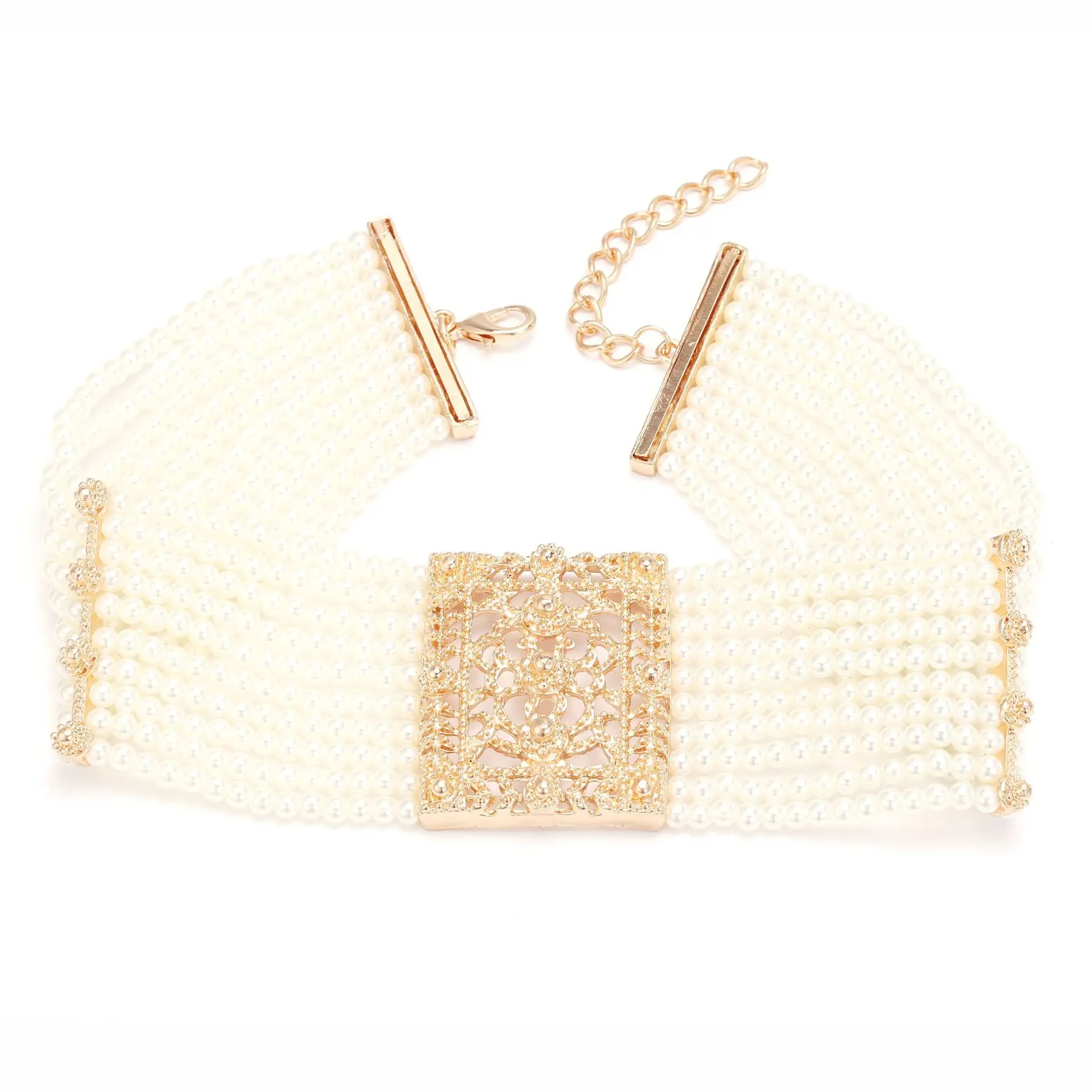 Bohemia Mehrschichtige Imitationsperlen-Choker-Halsketten für Damen, Modeschmuck, Braut-Hochzeits-Party-Accessoires 2026 – Detail 6