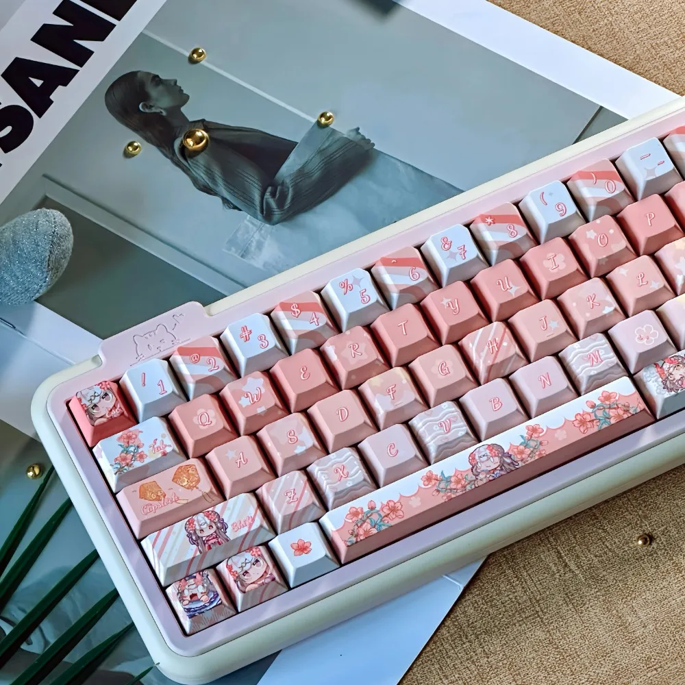 

Taoxi Pink Keycap Mingchao Jinxi Taoyao Zhuozhuo Theme Keycap Cherry Pbt Peach Pink Cute 139 Keycaps