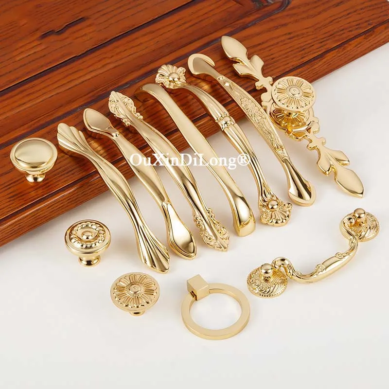 

Elegant Luxury Gold 4PCS Solid Brass Furniture Handle Drawer Pulls Cupboard Wardrobe Dresser Kitchen Shoe TV Cabinet Pulls Knobs