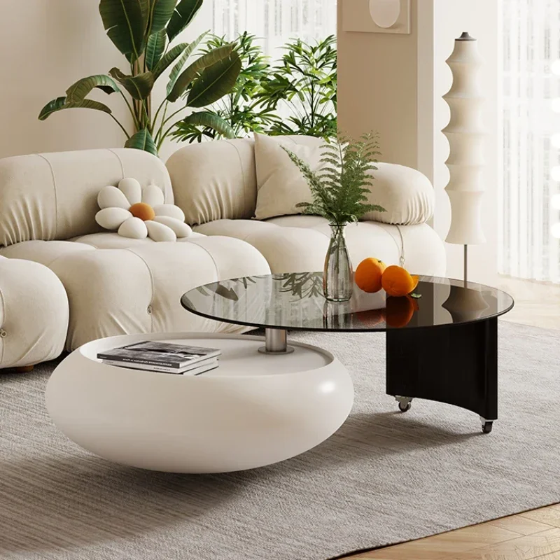 High-grade tempered glass coffee table Italian luxury round