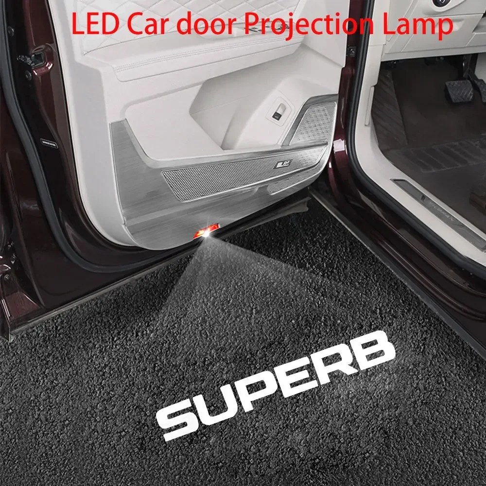 2Pcs Car Door Welcome Projector Light LED Ghost Shadow Lamp for Superb Logo 3V 3T B5 B6 B8 2009-2016 2017 2018 Accessories