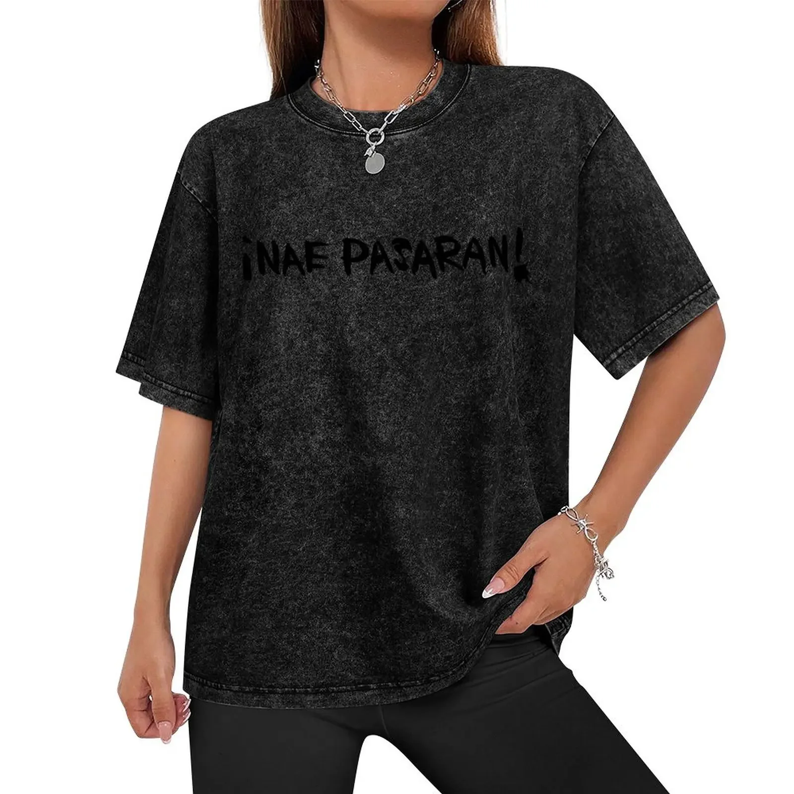 Nae Pasaran logo (black) T-Shirt anime figures anime man t shirt mens t shirt graphic