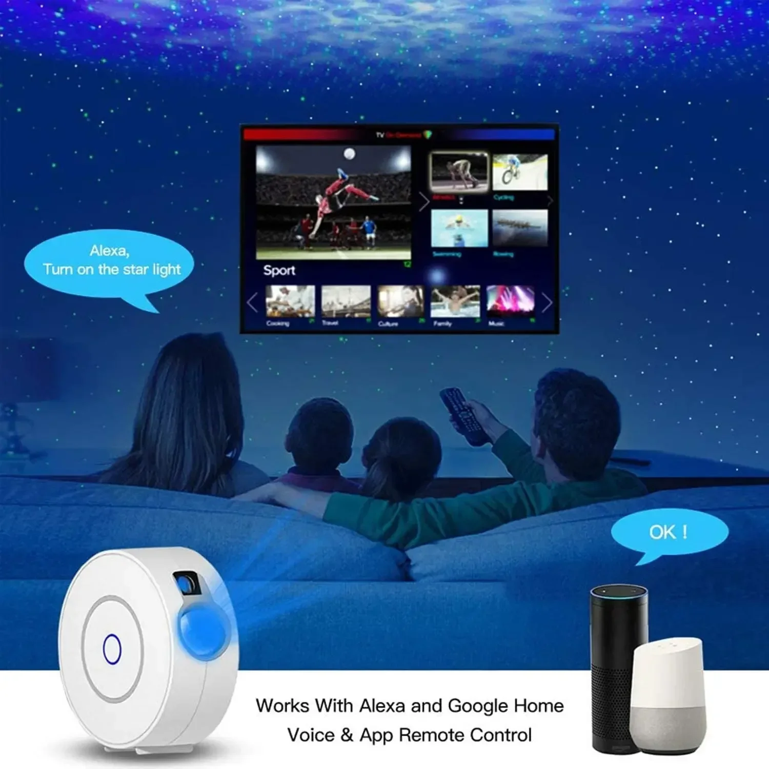 Tuya WiFi Intelligent Aurora Galaxy Starry Sky Projector Intelligent Voice Control System APP Control Projector LED Lights Gift