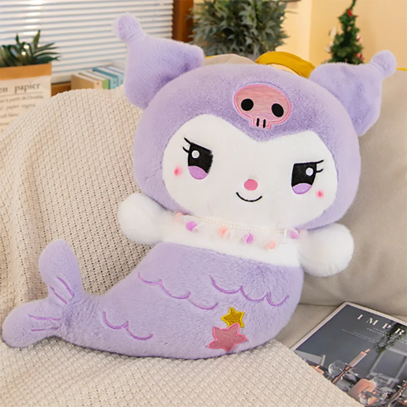 Periféricos de Anime Kuromi Melody de 60cm, juguete de peluche de sirena Kawaii, peluches transformados, cojín de muñeca suave, regalos de cumpleaños para niños