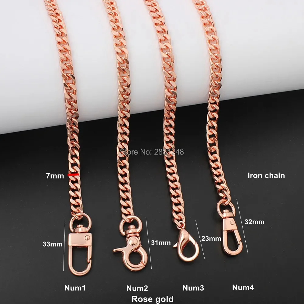 7mm rose gold thin metal bag chain bags strap bag parts DIY handles easy matching Accessory Handbag Straps Bag