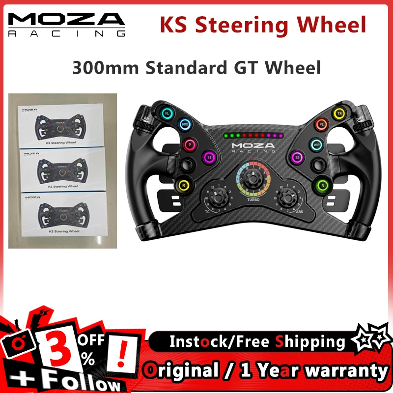 MOZA Racing KS Steering Wheel 300mm Butterfly Style GT Wheel With Programmable Short Travel RGB Buttons