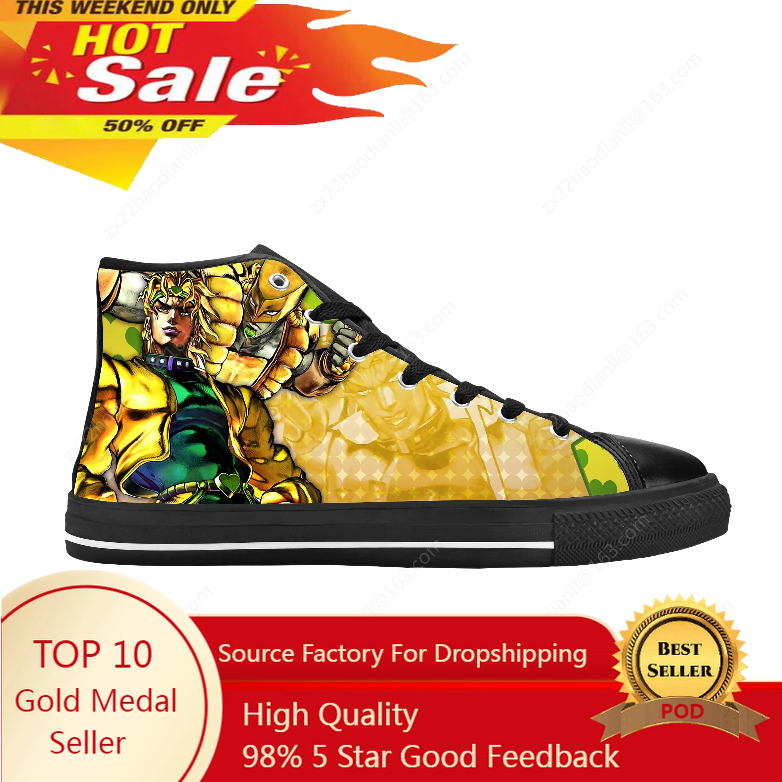 

Japanese Anime Jojo Bizarre Adventure Dio Brando Casual Cloth Shoes High Top Comfortable Breathable 3D Print Men Women Sneakers