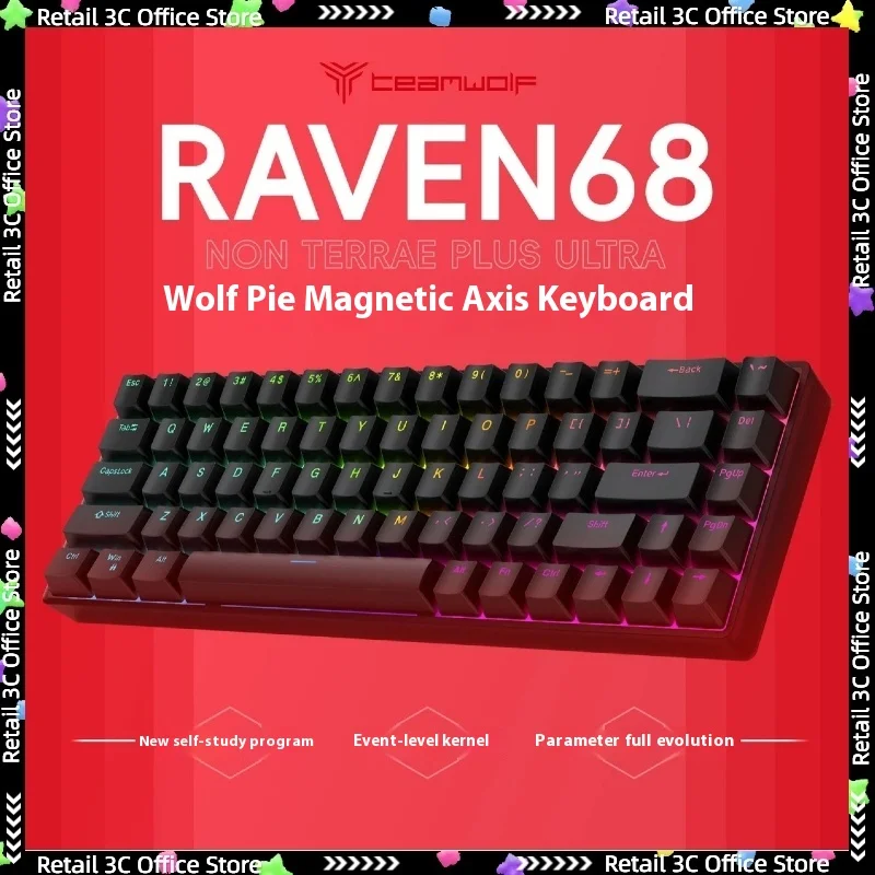 

Raven68 Wired Mechanical Keyboard 68 Keys Usb Adjustable Key Path Magnetic Axis Rgb Light Effect Gamer Computer Gaming Keyboard