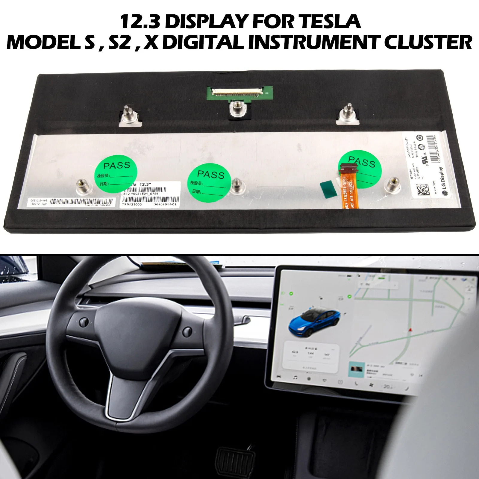 

ЖК-дисплей 12,3 дюйма для цифровой инструмент Tesla для модели S 2012-2016 для модели S 2 2016-2020 Model X 2015-2021