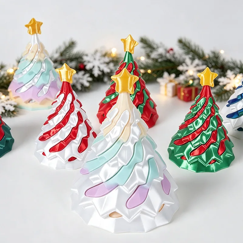 3D Printed Spiral Christmas Tree Toy Dual Color Swirl Cone Creative Stress Relief Gift for Home Decoration Xmas Desktop Fun New