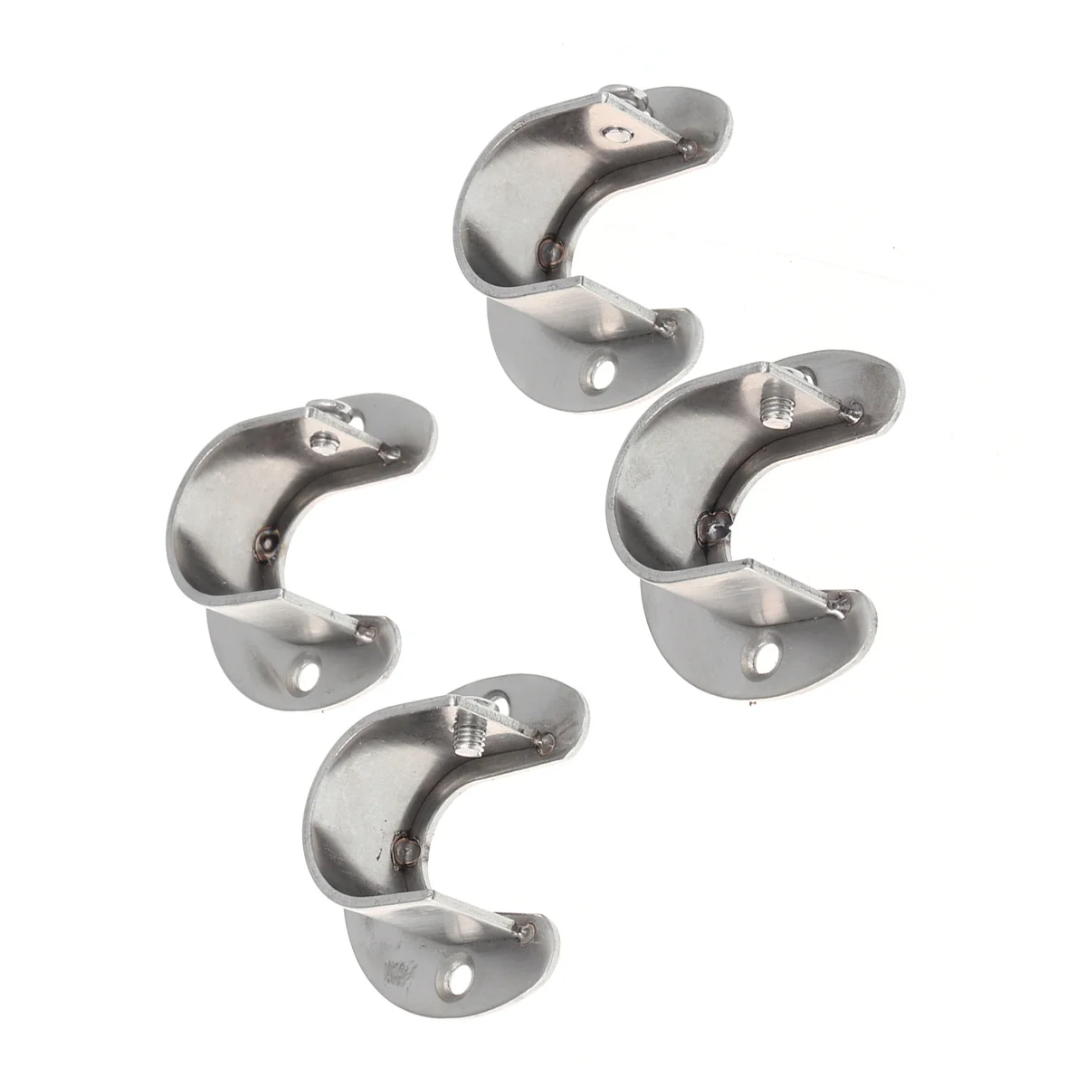 

4pcs 25Mm Stainless Steel U Shaped Closet Pole Socket Heavy Duty Curtain Rod Brackets Wall Mounting Hanging Clothes Oval End