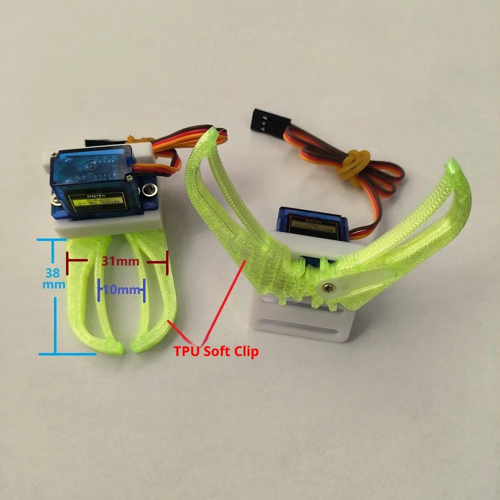 Braço robótico tpu pinça flexível sg90 pinça de mão robótica robô garra impressão 3d diy ciência e inovação de tecnologia