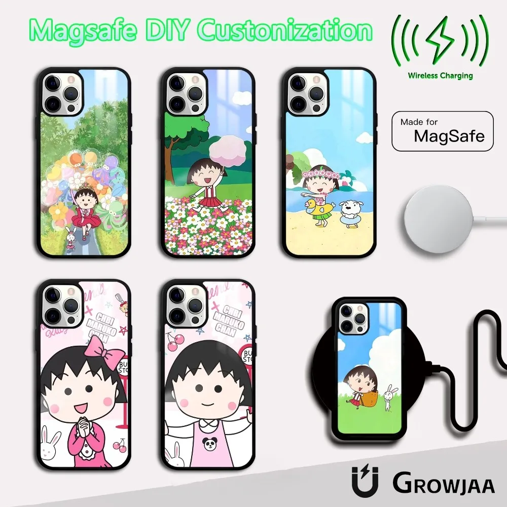 Cartoon C-Chibi M-Maruko-Chan Phone Case For iPhone 16 15 14 13 12 11 Pro Max Plus Mini Magsafe Mirror Wireless Magnetic Cover