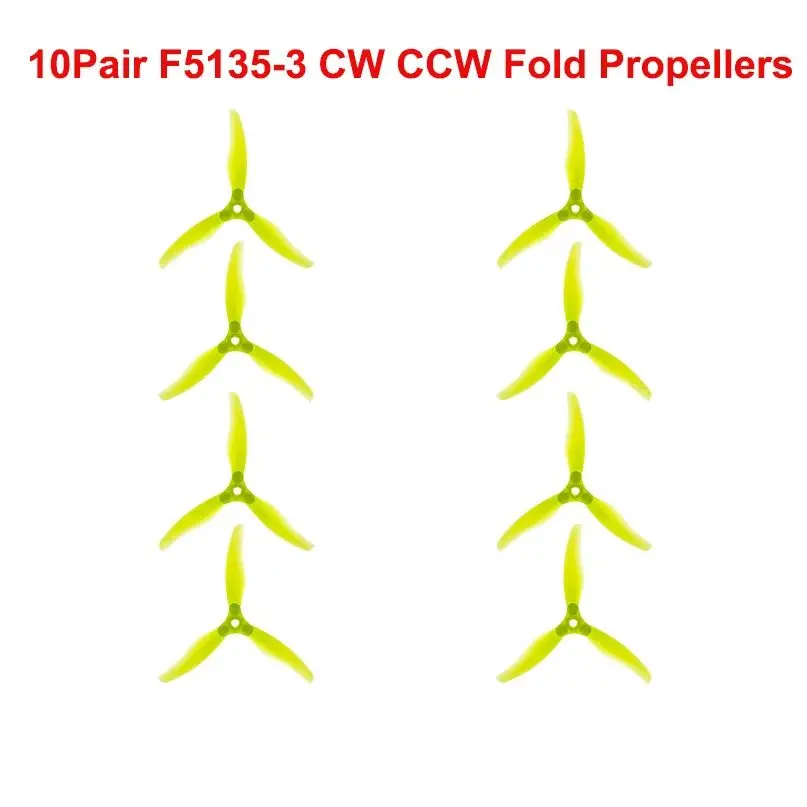 

10Pairs(10CW+10CCW) Gemfan F5135 5.1inch Foldable 3-Blades Propeller for FPV Freestyle Long Range 4S 6S 5 inch Drones