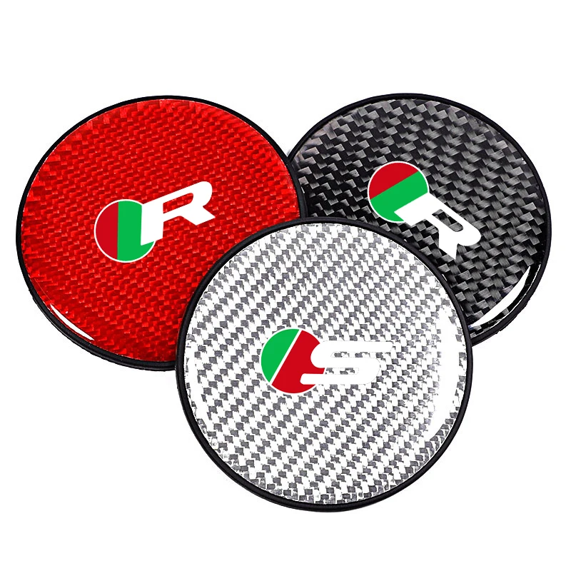 7cm Car Cup Coaster Carbon Fiber Pattern Auto cup Holder Coasters For Jaguar R sport S SVR Xfr Xf F Tempo E Tempo Xe Xj Kx