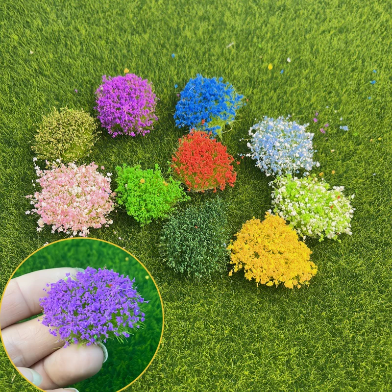 Simulation Mini Grass Flower Cluster Model Kit for Making Sand Table Outdoor Scene Layout Materials Diorama Kits 2Pcs/lot