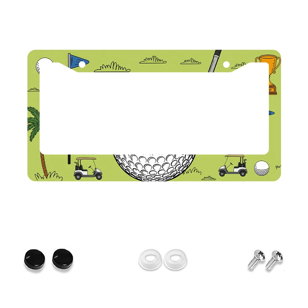

1 шт., зеленый цвет, тема гольфа, 2 отверстия, рамка номерного знака, алюминиевый материал, 6x12 дюймов с комплектом винтов, мультяшное украшение автомобиля, подарок